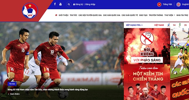 Website chính thức của Liên đoàn bóng đá Việt Nam